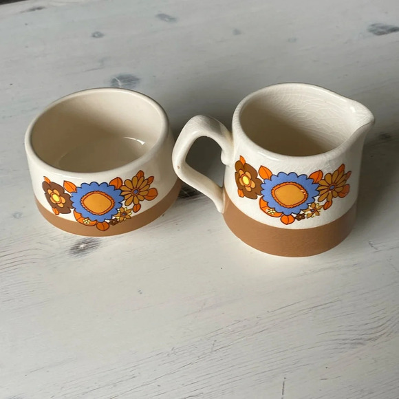 SADLER Made in Saffordshire ENGLAND MCM Vintage Milk & Sugar Set - Picture 1 of 12